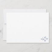 Met de Hand Getekende Blauwe Whimsical Bruiloft Bedankkaart (Achterkant)
