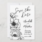 Met de Hand Getekende Bloem Bruiloft Save The Date (Voorkant)