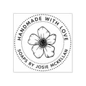 Met de hand getekende bloem gekleurde cirkel met l rubberstempel (Afrduk)