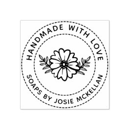Met de hand getekende bloem met de hand gemaakt me rubberstempel