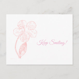 Met de Hand Getekende Bloem Minimalistische Roze P Briefkaart