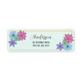 Met de hand getekende bloem retouradresstickers etiket (Voorkant)