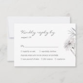 Met de hand getekende bloem Zwart-wit bruiloft RSV RSVP Kaartje (Voorkant)