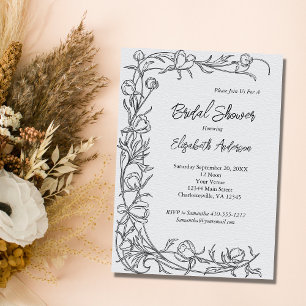 Met de Hand Getekende Bloemen Botanische Elegante Kaart