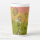 Met de hand getekende bloemen latte mok (Voorkant)