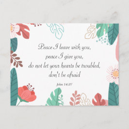 Met de hand getekende bloemen met Johannes 14:27 B Briefkaart