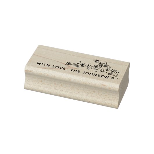 Met de hand getekende bloemen met liefde familiena rubberstempel (Stempel)