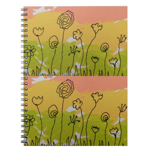 Met de hand getekende bloemen notitieboek (Voorkant)