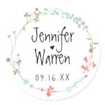 Met de hand getekende bloemenkrans gepersonaliseer