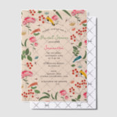 Met de hand getekende bloemenvogels Bijen Bruidsdo Vellum Uitnodigingen (Offset (Uitnodiging))