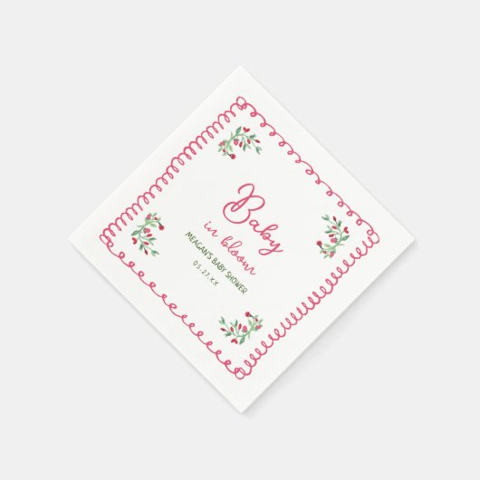 Met de Hand Getekende Bloemige Baby in Bloom Baby  Servet (Hoek)