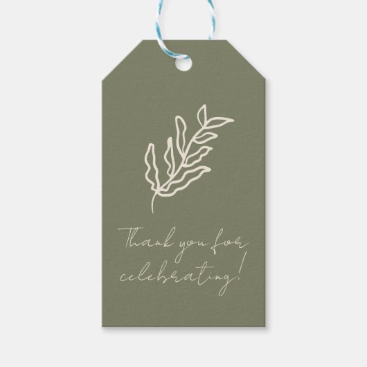Met de Hand Getekende Bloemige Botanische Krabbel Cadeaulabel (Voorkant)