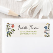 Met de Hand Getekende Bloemige Bruidsdouche Etiket (Insitu)