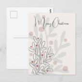 Met de hand getekende bloemige Kerstmis maretak Briefkaart (Voorkant / Achterkant)