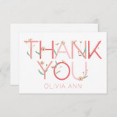 Met de Hand Getekende Bloemrijke Bedankkaart (Voorkant / Achterkant)