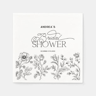 Met de Hand Getekende Bloemrijke Elegante Moderne Servet