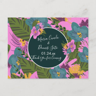 Met de Hand Getekende Bloemstukken Trouw Bold Roze Briefkaart