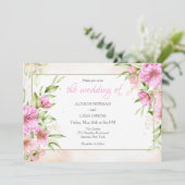 Met de hand getekende Bloesem Trouwkaart Aankondiging (Staand voorkant)