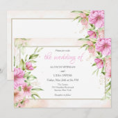 Met de hand getekende Bloesem Trouwkaart Aankondiging (Voorkant / Achterkant)