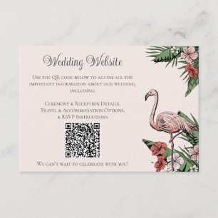 Met de Hand Getekende Blush Flamingo Tropische Tro Informatiekaartje