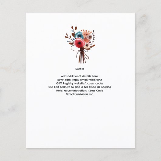 Met de hand getekende Boho Bruid Bruidegom Grappig (Achterkant)