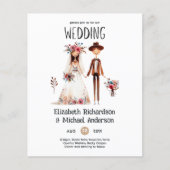 Met de hand getekende Boho Bruid Bruidegom Grappig (Voorkant)