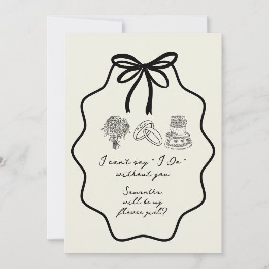 Met de Hand Getekende Boog Bloem Bloemenmeisje Aan Kaart (Voorkant)