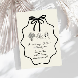 Met de hand getekende boog bloemrijke bruidsmeisje kaart