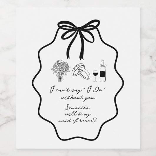 Met de Hand Getekende Boog Bloemrijke Trouvrouwe V Wijn Etiket (Enkel label)