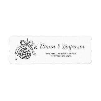 Met de Hand Getekende Boog Disco Bal Retour Adres Etiket