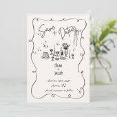 Met de hand getekende boog kronkelige krabbel brui kaart (Staand voorkant)