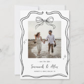 Met de hand getekende boogframe Coquette Doodle Br Save The Date (Voorkant)