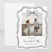 Met de hand getekende boogframe Coquette Doodle Br Save The Date (Voorkant / Achterkant)