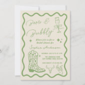 Met de hand getekende 'Boots Bubbly' Rustic Bruilo Kaart (Voorkant)