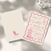 Met de hand getekende 'Boots Bubbly' Rustic Bruilo Kaart