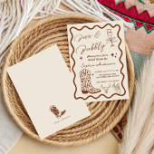 Met de hand getekende 'Boots Bubbly' Rustic Bruilo Kaart
