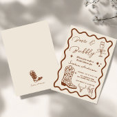 Met de hand getekende 'Boots Bubbly' Rustic Bruilo Kaart