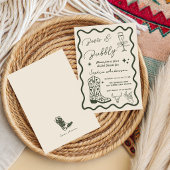 Met de hand getekende 'Boots Bubbly' Rustic Bruilo Kaart