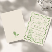 Met de hand getekende 'Boots Bubbly' Rustic Bruilo Kaart