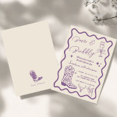 Met de hand getekende 'Boots Bubbly' Rustic Bruilo Kaart