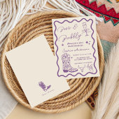 Met de hand getekende 'Boots Bubbly' Rustic Bruilo Kaart