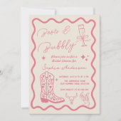 Met de hand getekende 'Boots Bubbly' Rustic Bruilo Kaart (Voorkant)