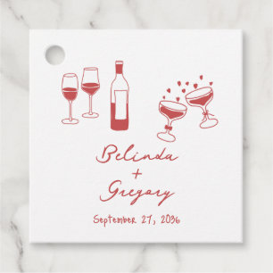 Met de hand getekende bordeauxrode illustraties Do Bedankjes Labels