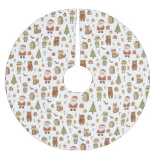 Met de hand getekende bosdieren kerstboomkleed kerstboom rok