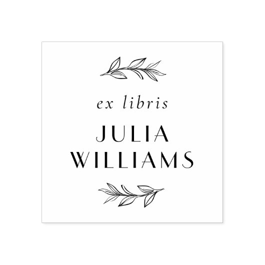 Met de hand getekende botanische bladeren Ex Libri Rubberstempel (Afrduk)