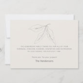 Met de hand getekende botanische simpele begrafeni bedankkaart (Achterkant)