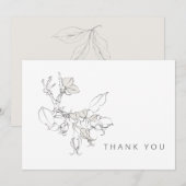 Met de hand getekende botanische simpele begrafeni bedankkaart (Voorkant / Achterkant)