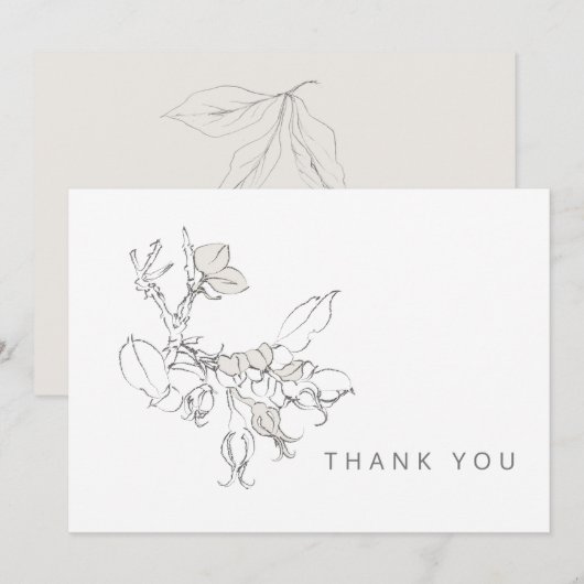 Met de hand getekende botanische simpele begrafeni bedankkaart (Voorkant / Achterkant)