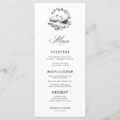 Met de Hand Getekende Botanische Zwaan Witte Bruil Menu (Voorkant)