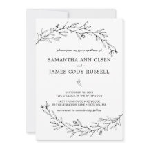 Met de hand getekende botanische zwart-wit bruilof